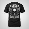TERESA P01-K24-229 – Personalized Skull Graphic Apparel “I Am NAME I May Not Be Perfect But I Am Limited Edition”