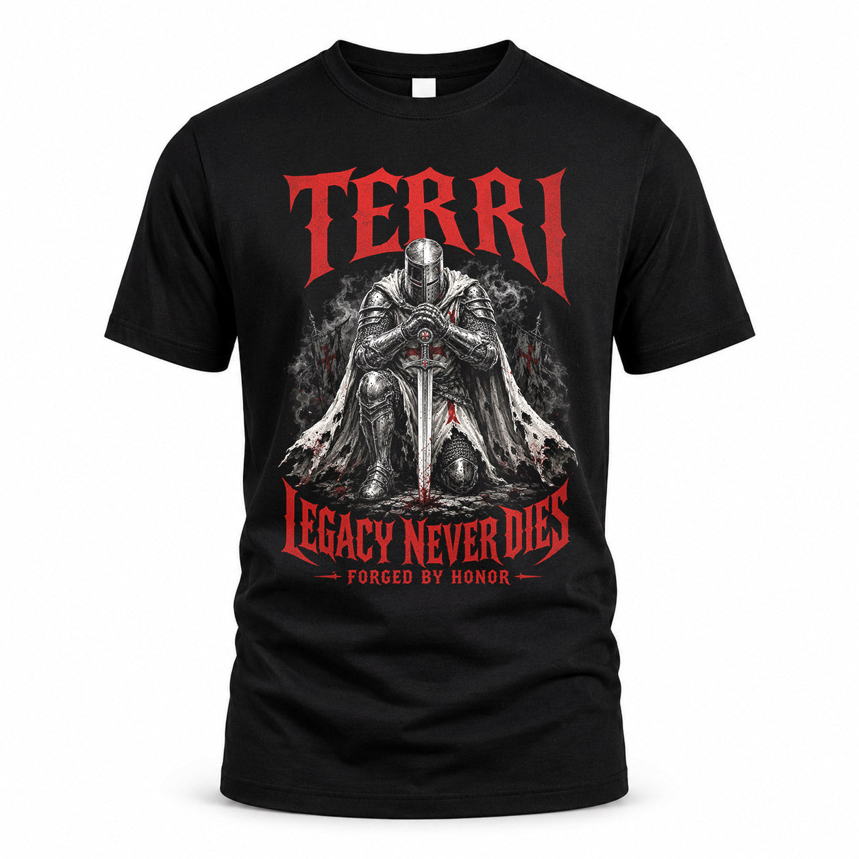 TERRI HS90-K04-109 - NAME Legacy Never Dies Forged By Honor Personalized Knight