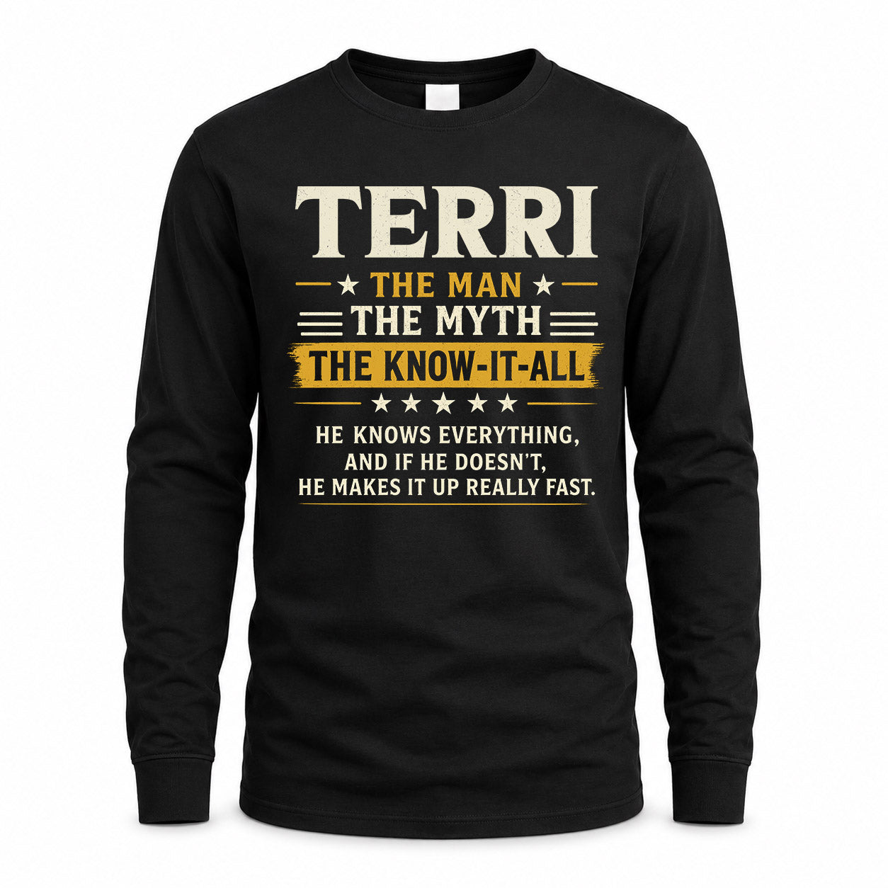 TERRI TM90-K04-125 - NAME Legendary Know-It-All Personalized Funny Shirt