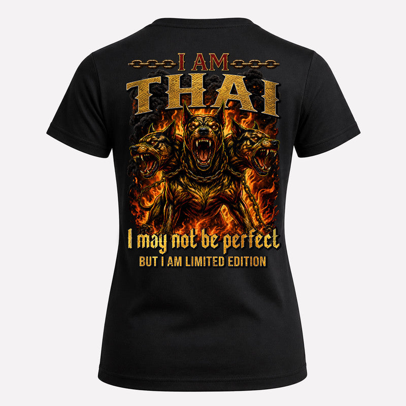 THAI MP88-F2-168–Personalized Bold Quote Apparel “I Am NAME I May Not Be Perfect But I Am Limited Edition
