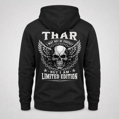 THAR P01-K24-229 – Personalized Skull Graphic Apparel “I Am NAME I May Not Be Perfect But I Am Limited Edition”