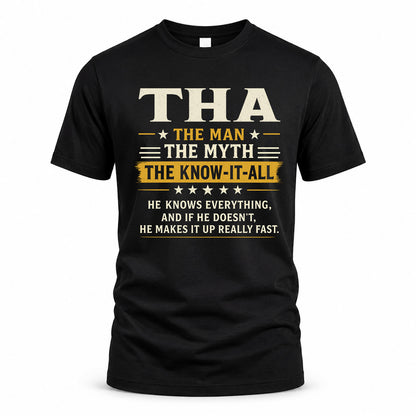 THA TM90-K04-125 - NAME Legendary Know-It-All Personalized Funny Shirt