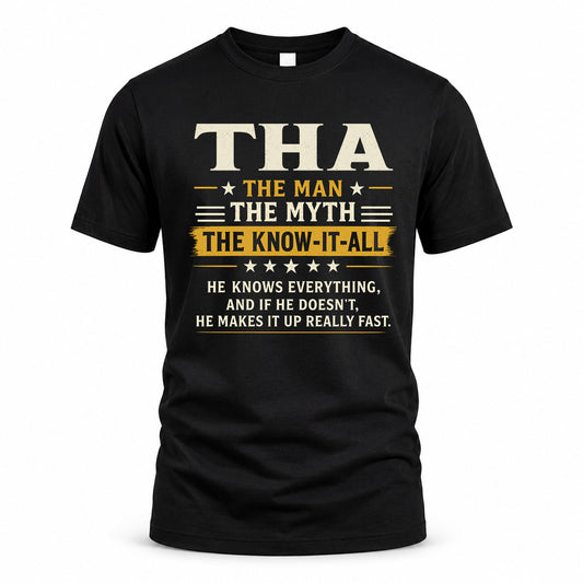 THA TM90-K04-125 - NAME Legendary Know-It-All Personalized Funny Shirt