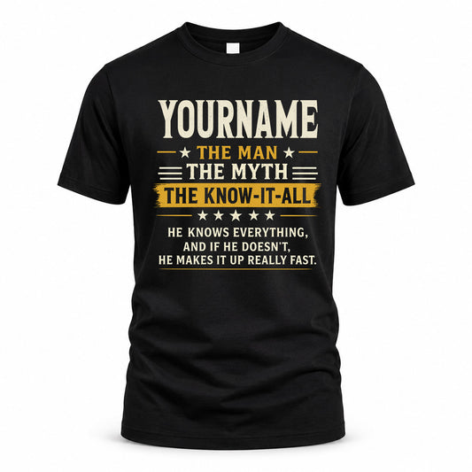 YOUR NAME TM90-K04-125 - NAME Legendary Know-It-All Personalized Funny Shirt