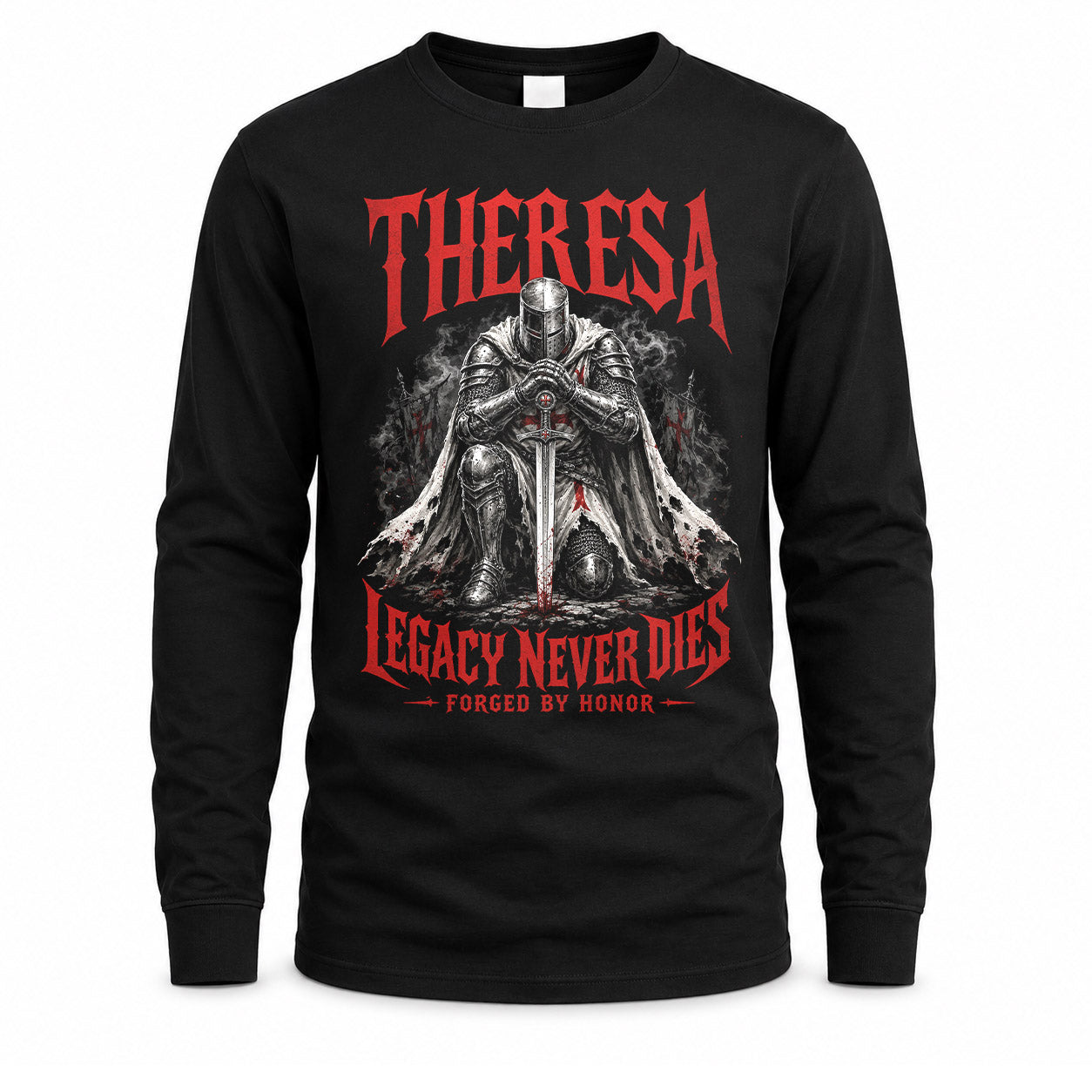 THERESA HS90-K04-109 - NAME Legacy Never Dies Forged By Honor Personalized Knight