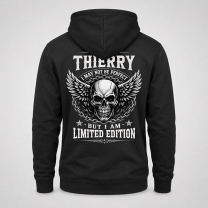 THIERRY P01-K24-229 – Personalized Skull Graphic Apparel “I Am NAME I May Not Be Perfect But I Am Limited Edition”