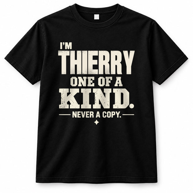 THIERRY P6-K4-228 Personalized Funny Quote Apparel “I’m NAME – One of a Kind, Never a Copy”