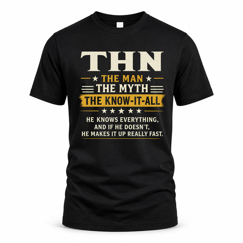 THN TM90-K04-125 - NAME Legendary Know-It-All Personalized Funny Shirt