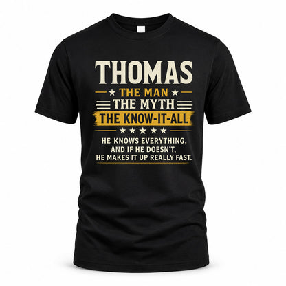 THOMAS TM90-K04-125 - NAME Legendary Know-It-All Personalized Funny Shirt