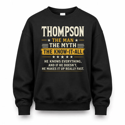 THOMPSON TM90-K04-125 - NAME Legendary Know-It-All Personalized Funny Shirt