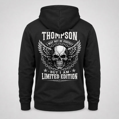THOMPSON P01-K24-229 – Personalized Skull Graphic Apparel “I Am NAME I May Not Be Perfect But I Am Limited Edition”