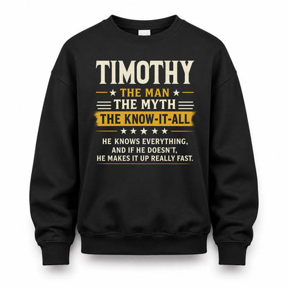 TIMOTHY TM90-K04-125 - NAME Legendary Know-It-All Personalized Funny Shirt