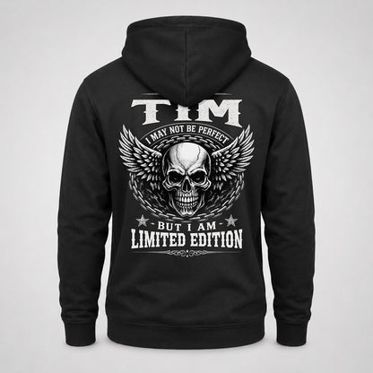 TIM P01-K24-229 – Personalized Skull Graphic Apparel “I Am NAME I May Not Be Perfect But I Am Limited Edition”