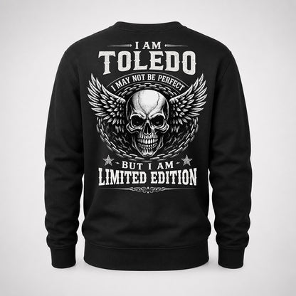 TOLEDO P01-K24-229 – Personalized Skull Graphic Apparel “I Am NAME I May Not Be Perfect But I Am Limited Edition”
