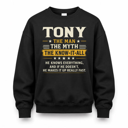 TONY TM90-K04-125 - NAME Legendary Know-It-All Personalized Funny Shirt