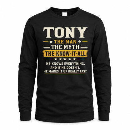 TONY TM90-K04-125 - NAME Legendary Know-It-All Personalized Funny Shirt
