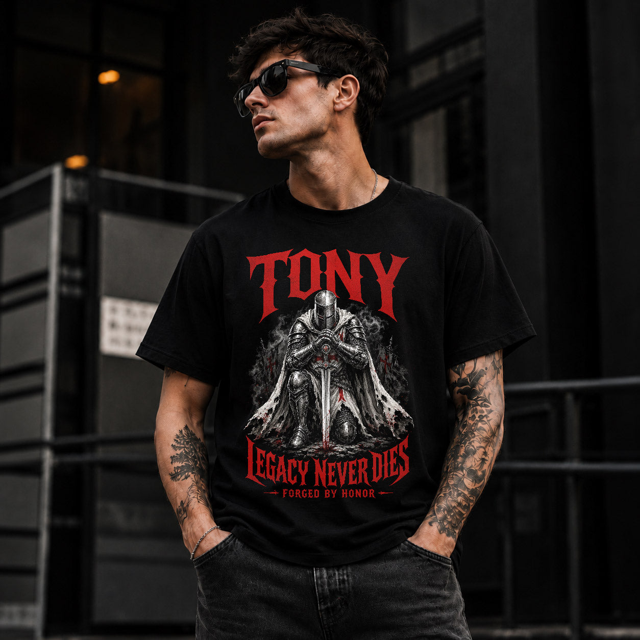 TONY HS90-K04-109 - NAME Legacy Never Dies Forged By Honor Personalized Knight