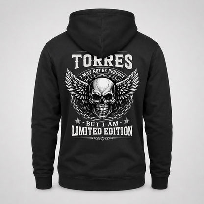 TORRES P01-K24-229 – Personalized Skull Graphic Apparel “I Am NAME I May Not Be Perfect But I Am Limited Edition”