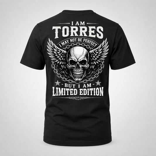 TORRES P01-K24-229 – Personalized Skull Graphic Apparel “I Am NAME I May Not Be Perfect But I Am Limited Edition”