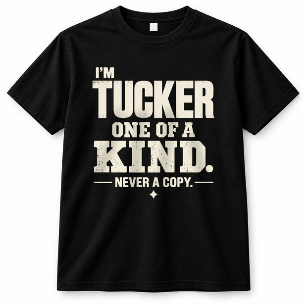 TUCKER P6-K4-228 Personalized Funny Quote Apparel “I’m NAME – One of a Kind, Never a Copy”