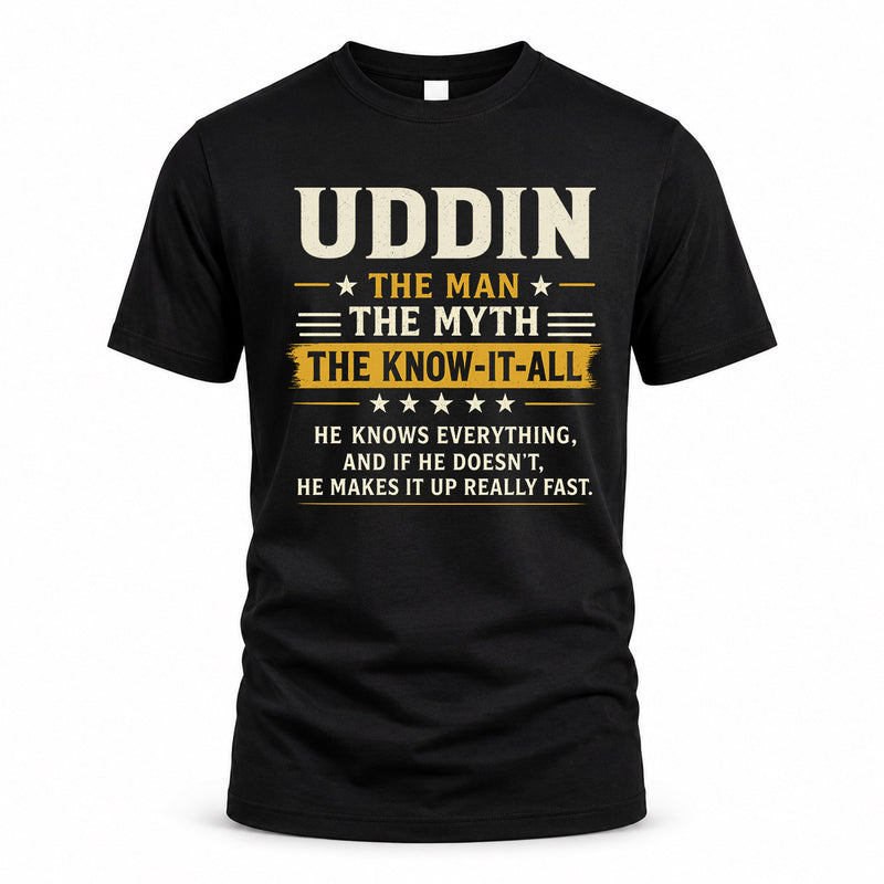 UDDIN TM90-K04-125 - NAME Legendary Know-It-All Personalized Funny Shirt