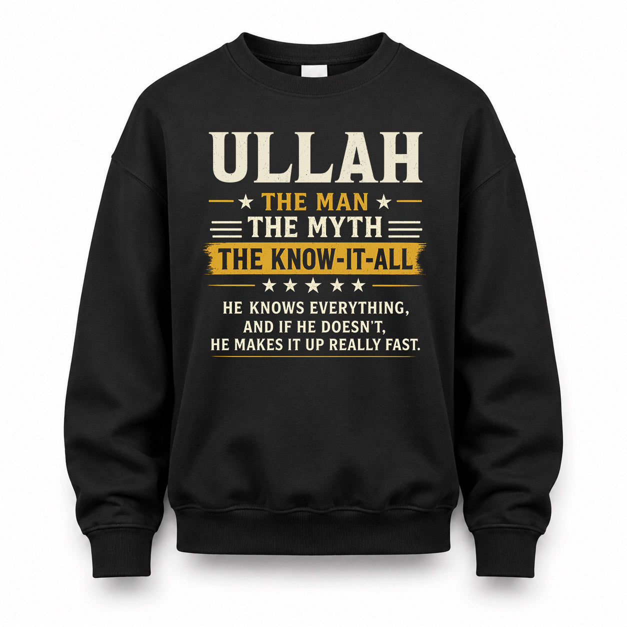 ULLAH TM90-K04-125 - NAME Legendary Know-It-All Personalized Funny Shirt