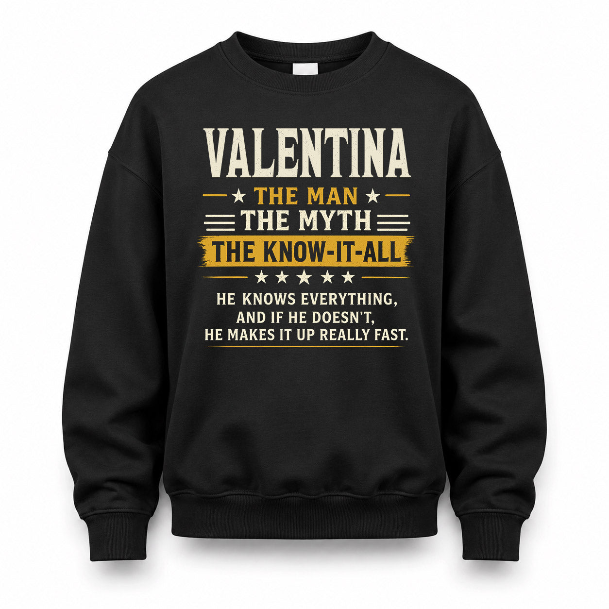 VALENTINA TM90-K04-125 - NAME Legendary Know-It-All Personalized Funny Shirt