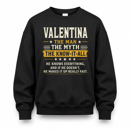 VALENTINA TM90-K04-125 - NAME Legendary Know-It-All Personalized Funny Shirt