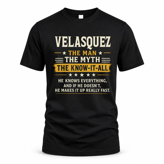 VELASQUEZ TM90-K04-125 - NAME Legendary Know-It-All Personalized Funny Shirt
