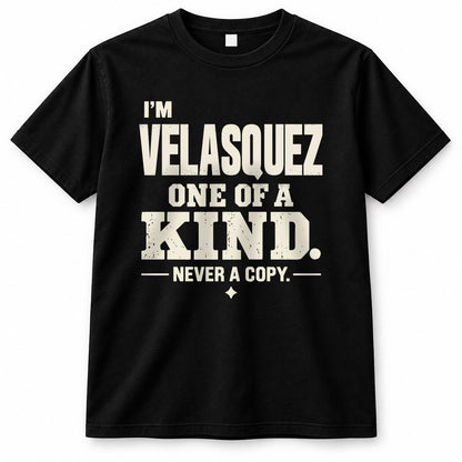 VELASQUEZ P6-K4-228 Personalized Funny Quote Apparel “I’m NAME – One of a Kind, Never a Copy”
