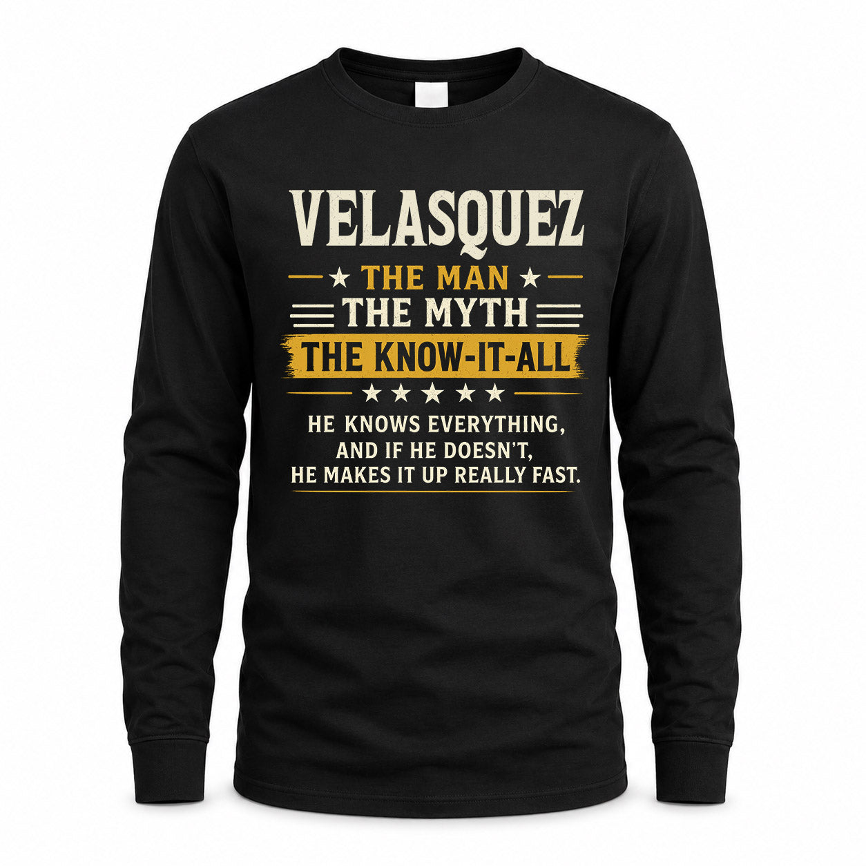 VELASQUEZ TM90-K04-125 - NAME Legendary Know-It-All Personalized Funny Shirt