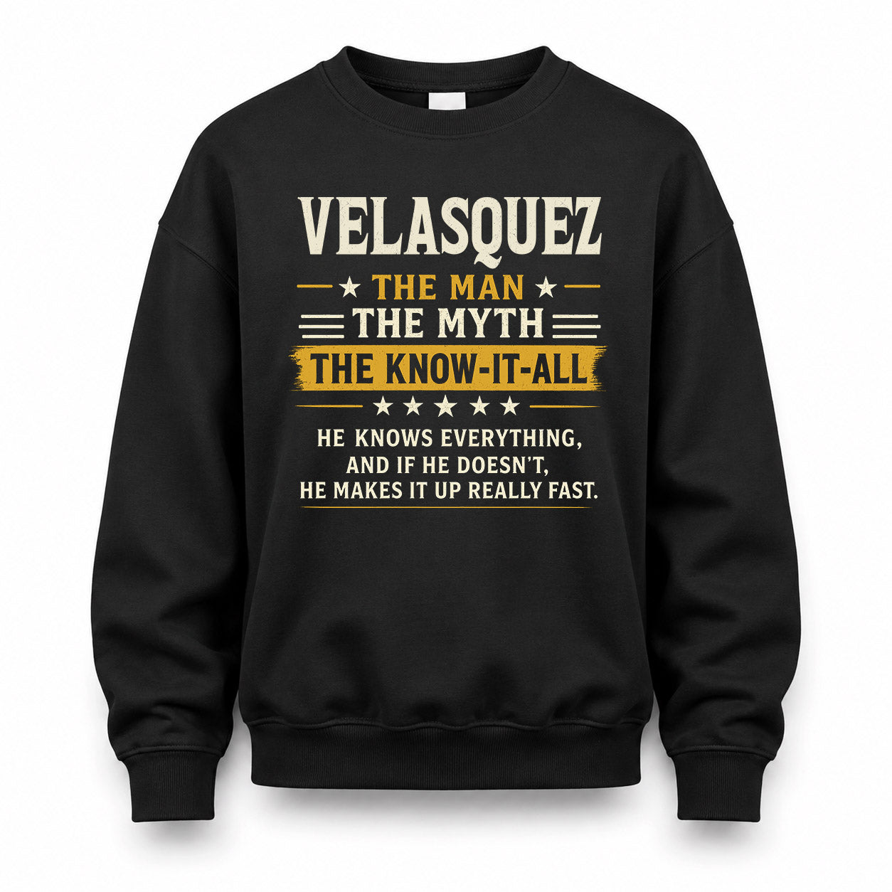 VELASQUEZ TM90-K04-125 - NAME Legendary Know-It-All Personalized Funny Shirt