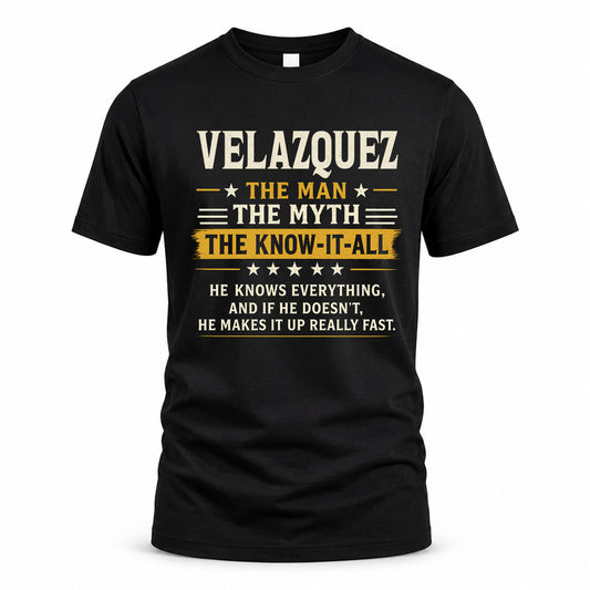 VELAZQUEZ TM90-K04-125 - NAME Legendary Know-It-All Personalized Funny Shirt