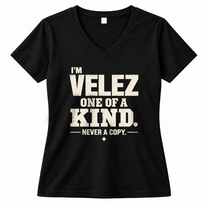 VELEZ P6-K4-228 Personalized Funny Quote Apparel “I’m NAME – One of a Kind, Never a Copy”
