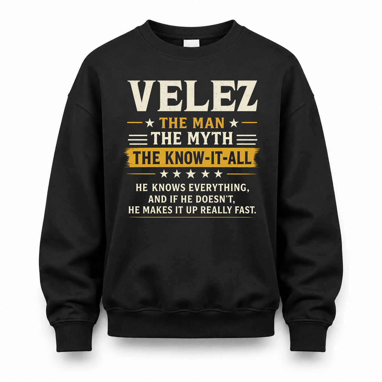 VELEZ TM90-K04-125 - NAME Legendary Know-It-All Personalized Funny Shirt