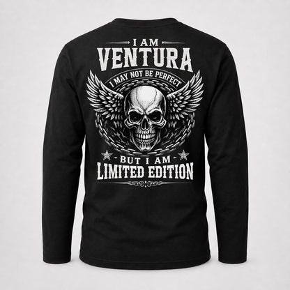 VENTURA P01-K24-229 – Personalized Skull Graphic Apparel “I Am NAME I May Not Be Perfect But I Am Limited Edition”
