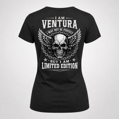 VENTURA P01-K24-229 – Personalized Skull Graphic Apparel “I Am NAME I May Not Be Perfect But I Am Limited Edition”