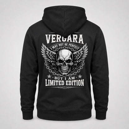 VERGARA P01-K24-229 – Personalized Skull Graphic Apparel “I Am NAME I May Not Be Perfect But I Am Limited Edition”