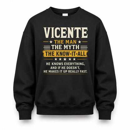 VICENTE TM90-K04-125 - NAME Legendary Know-It-All Personalized Funny Shirt