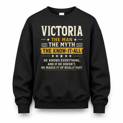 VICTORIA TM90-K04-125 - NAME Legendary Know-It-All Personalized Funny Shirt