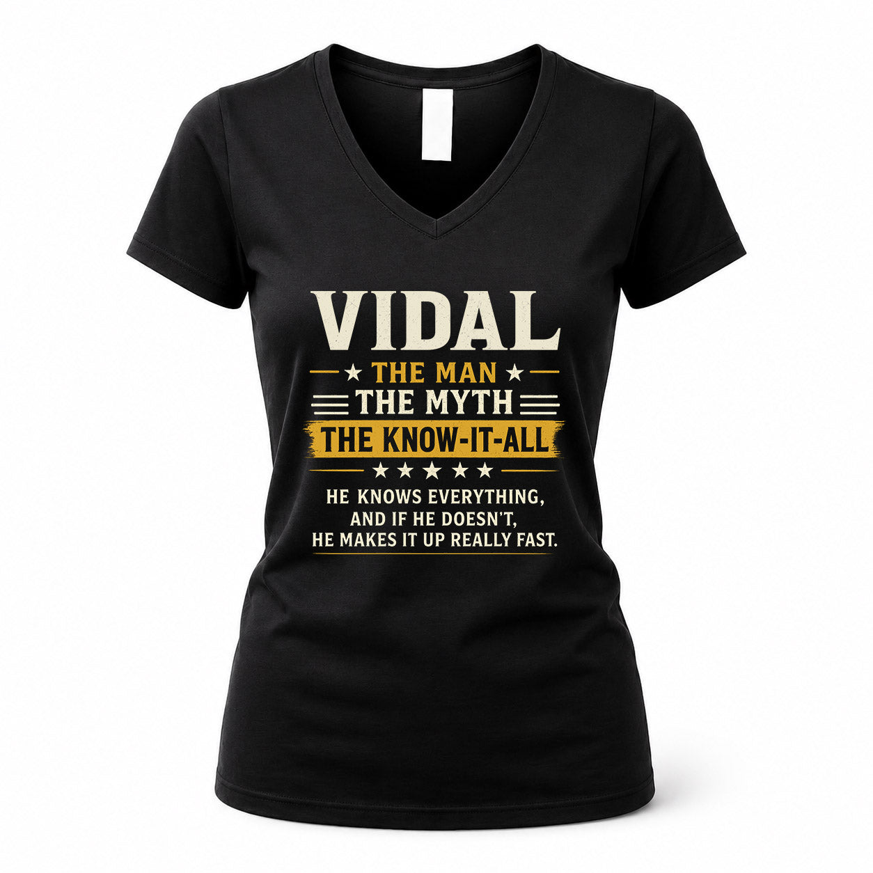 VIDAL TM90-K04-125 - NAME Legendary Know-It-All Personalized Funny Shirt