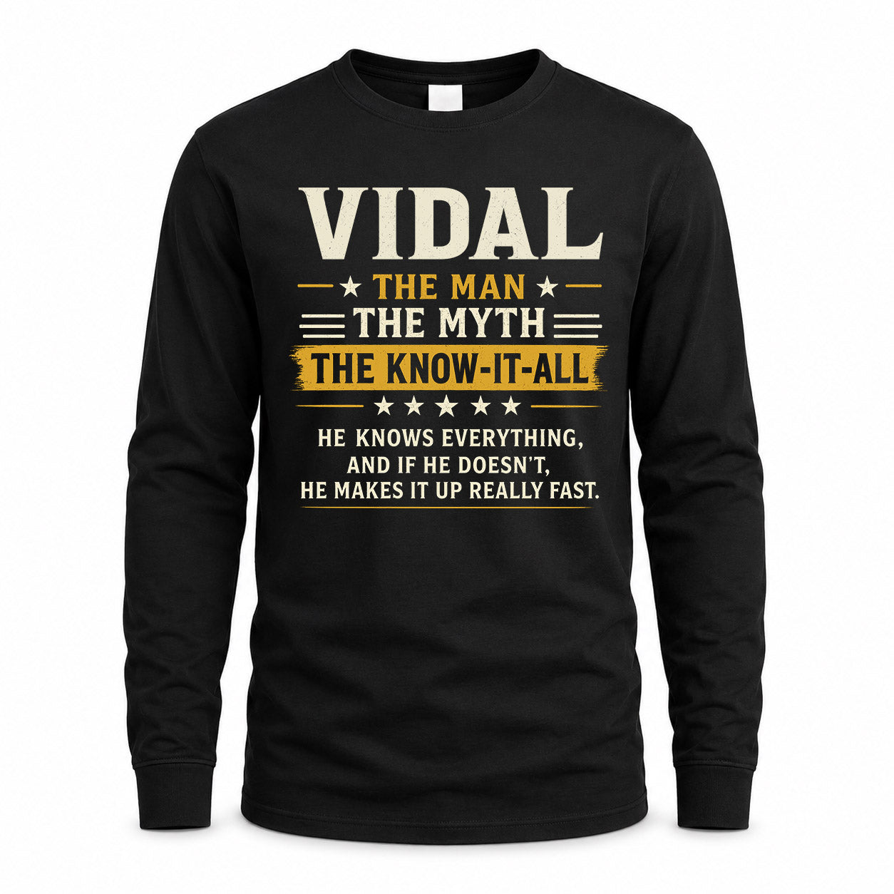 VIDAL TM90-K04-125 - NAME Legendary Know-It-All Personalized Funny Shirt