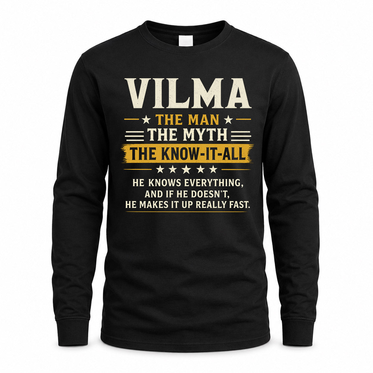 VILMA TM90-K04-125 - NAME Legendary Know-It-All Personalized Funny Shirt