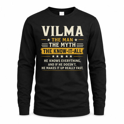 VILMA TM90-K04-125 - NAME Legendary Know-It-All Personalized Funny Shirt