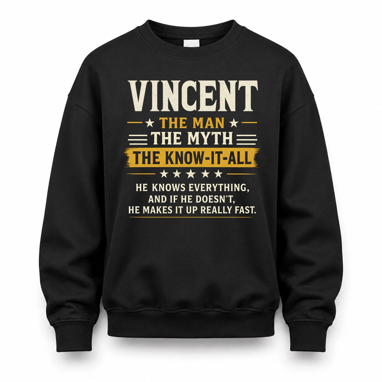 VINCENT TM90-K04-125 - NAME Legendary Know-It-All Personalized Funny Shirt