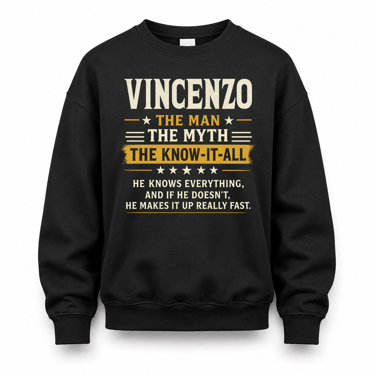 VINCENZO TM90-K04-125 - NAME Legendary Know-It-All Personalized Funny Shirt