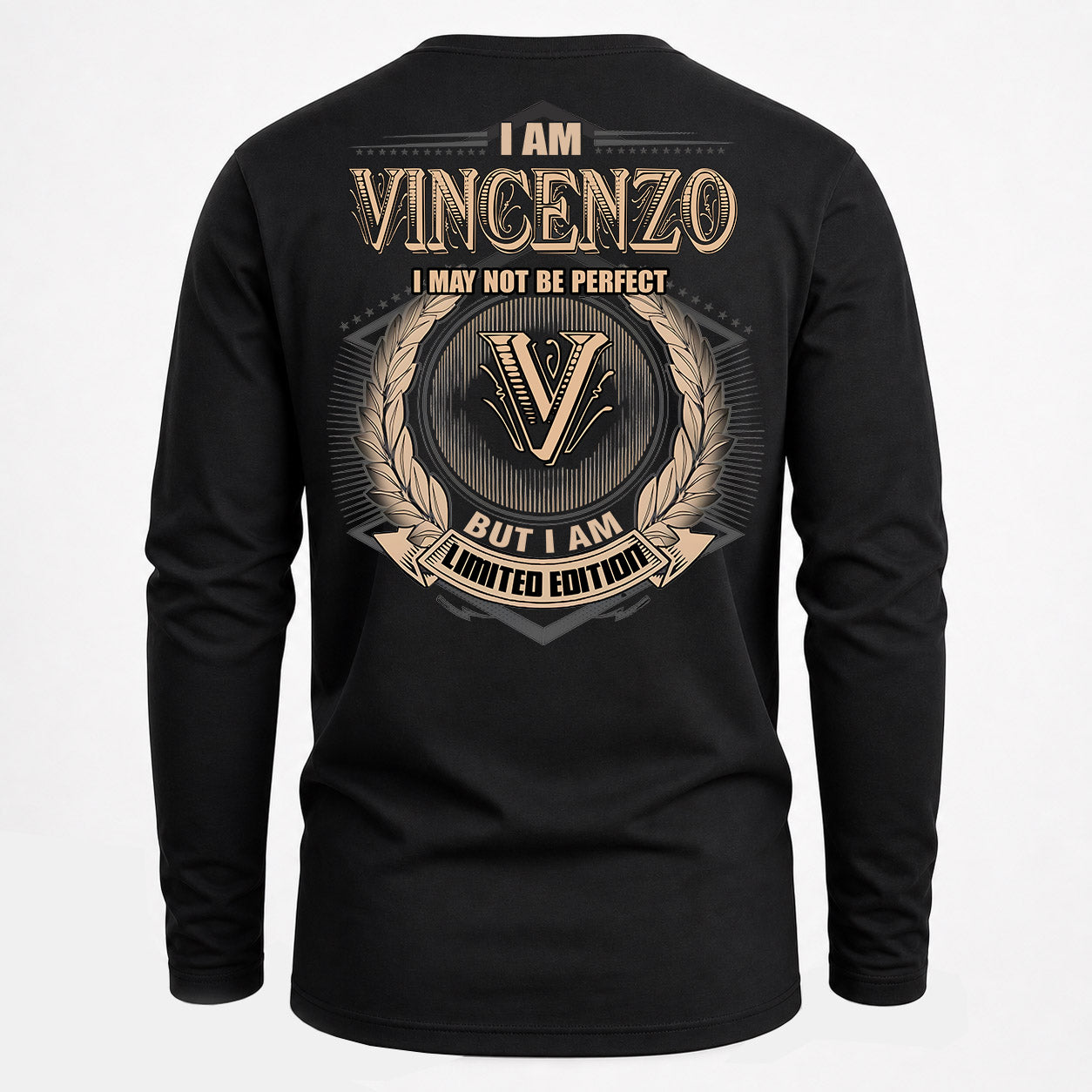 VINCENZO PH55-T25-Personalized Name Quote Apparel “I Am NAME May Not Be Perfect But I Am Limited Edition”