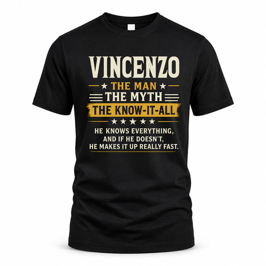VINCENZO TM90-K04-125 - NAME Legendary Know-It-All Personalized Funny Shirt