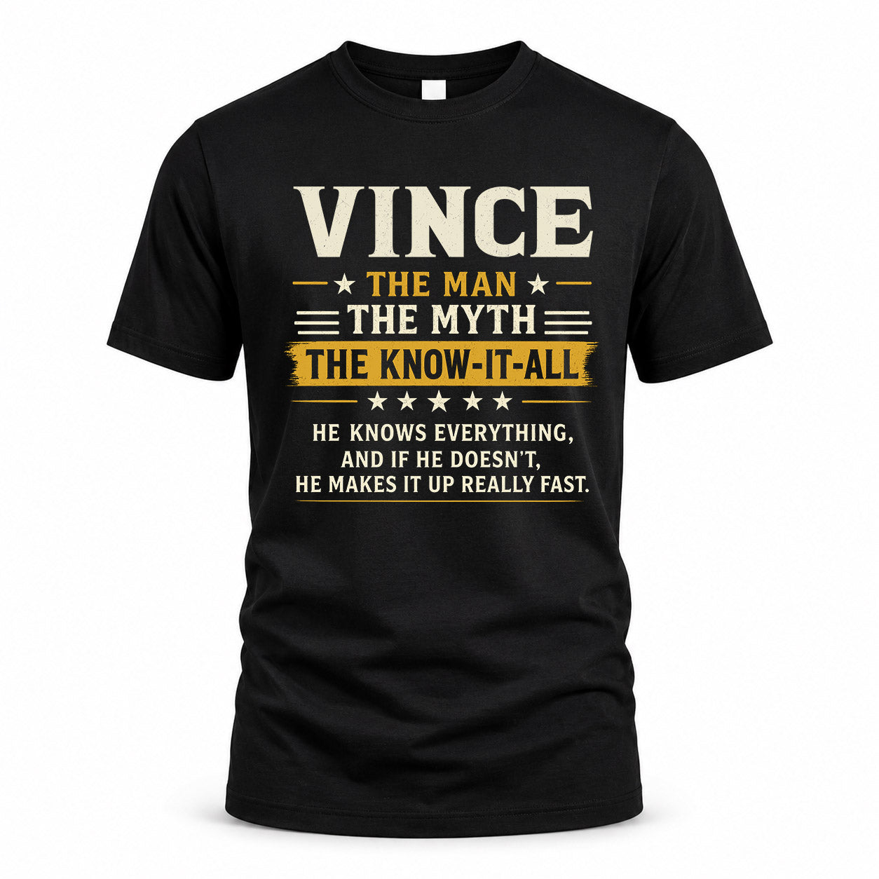 VINCE TM90-K04-125 - NAME Legendary Know-It-All Personalized Funny Shirt