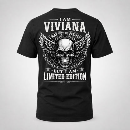 VIVIANA P01-K24-229 – Personalized Skull Graphic Apparel “I Am NAME I May Not Be Perfect But I Am Limited Edition”